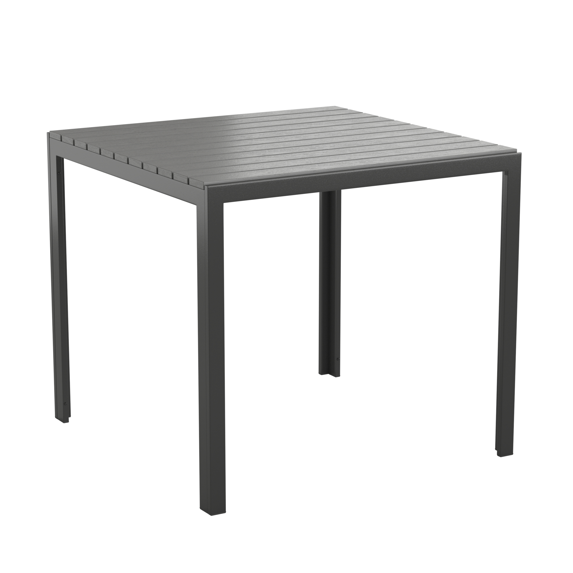 Flash Furniture, Black Patio Table with Poly Resin Slatted Top, Table Shape Square, Primary Color Black, Height 28.75 in, Model# SBA268TBK